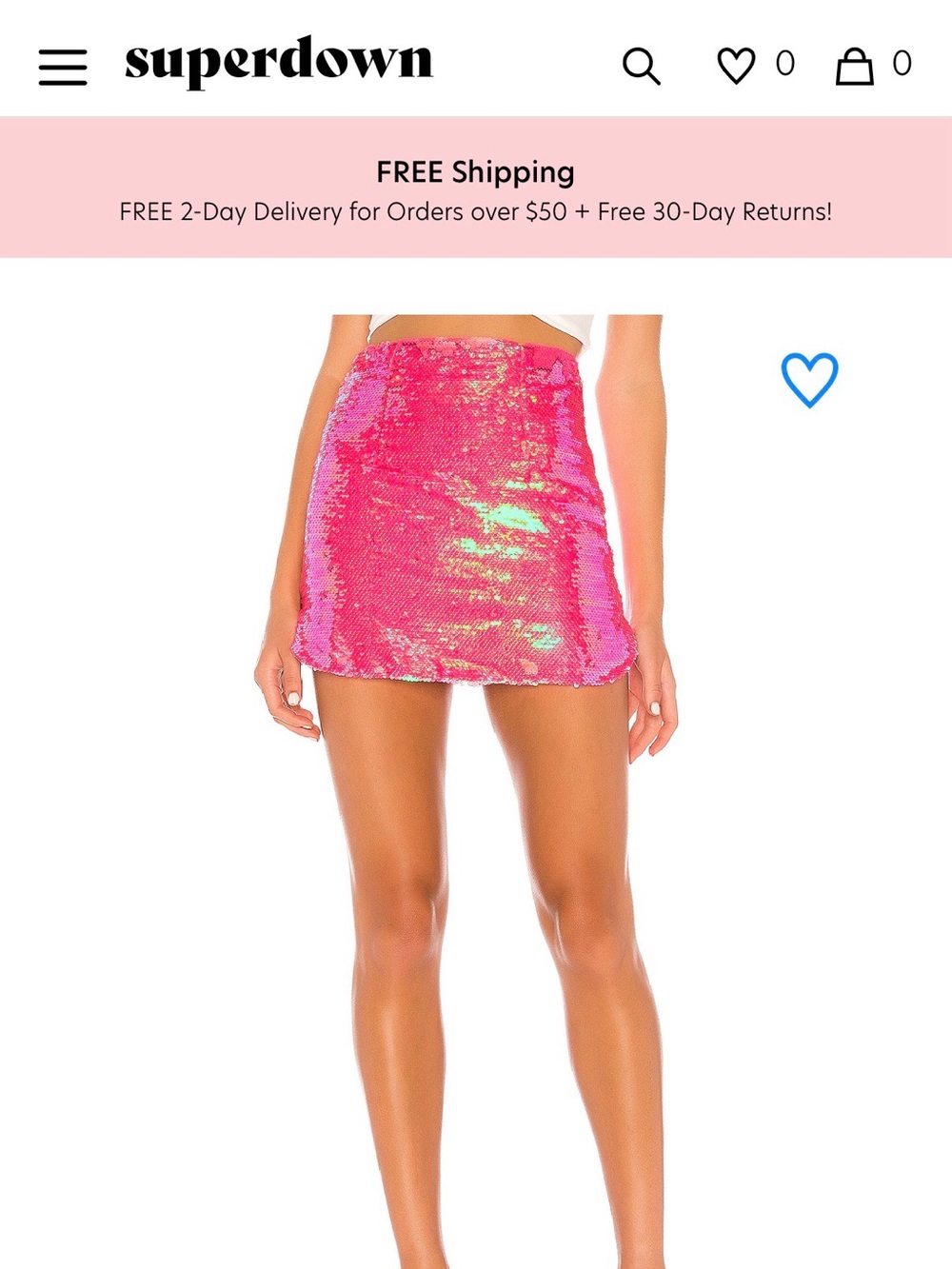 superdown Pink Iridescent Sequin Mini Skirt
